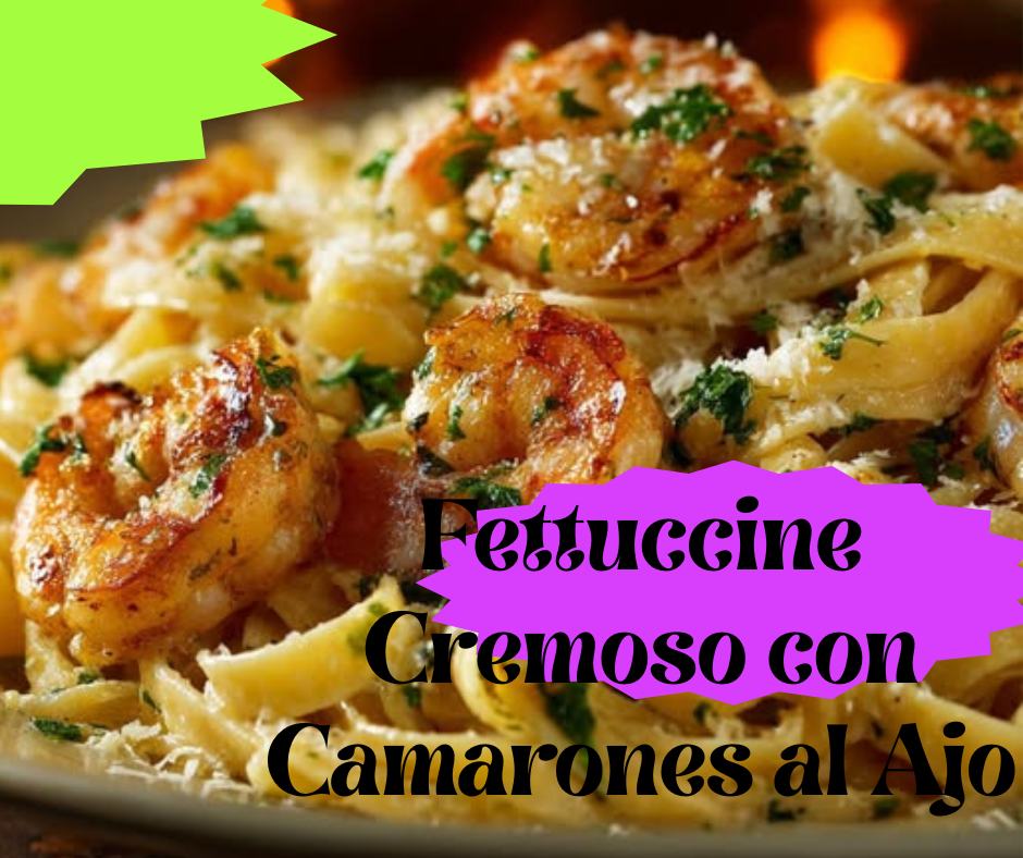 fetuccini cremoso de camarones y ajo
